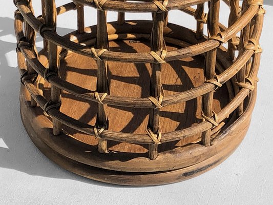 Cylindrical Rattan Baskets in the style of Audoux-Minet, France, 1950s-NLF-2041043