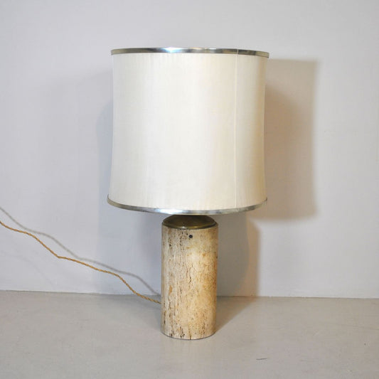 Cylindrical Travertine Table Lamp, 1960s