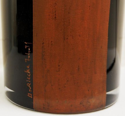 Cylindrical Vase in Black Engraved Glass by A. Riecke, 20th Century-FGA-922776