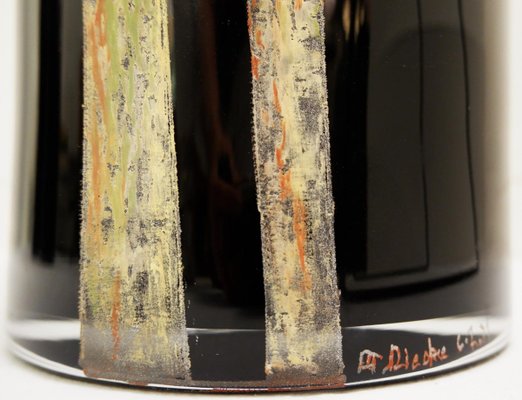 Cylindrical Vase in Black Engraved Glass by A. Riecke, 20th Century-FGA-922775