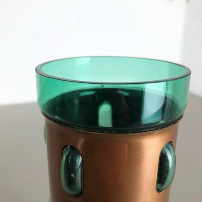 Cylindrical Vase in Green Glass and Copper by Nanny Still for Raak, 1970s-QZ-1053262