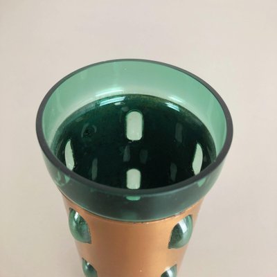 Cylindrical Vase in Green Glass and Copper by Nanny Still for Raak, 1970s-QZ-1053262