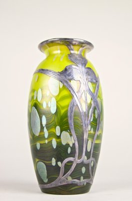 Cytisus Yellow with Silver Overlay Glass Vase from Loetz Witwe, 1902-TQA-1322126