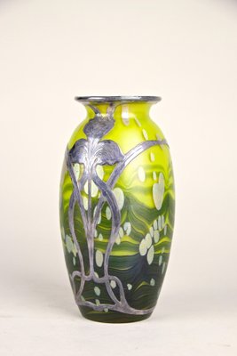 Cytisus Yellow with Silver Overlay Glass Vase from Loetz Witwe, 1902-TQA-1322126