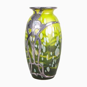 Cytisus Yellow with Silver Overlay Glass Vase from Loetz Witwe, 1902-TQA-1322126