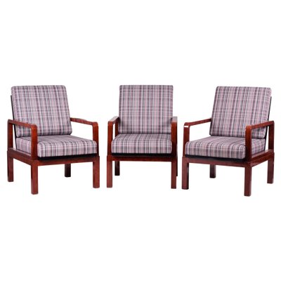 Czech Art Deco Adjustable Armchairs in Rosewood, 1930s, Set of 3-WHY-1062751