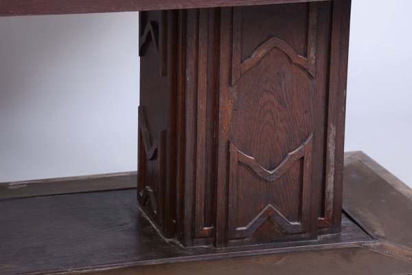 Czech Art Deco Dining Table in Oak, Copper Plating and Glass, 1930s-WHY-1747248