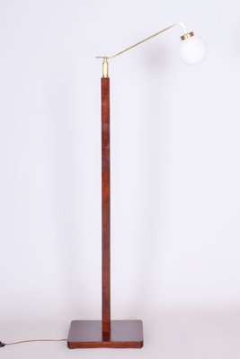 Czech Art Deco Floor Lamp in Walnut & Brass, 1930s-WHY-1735575