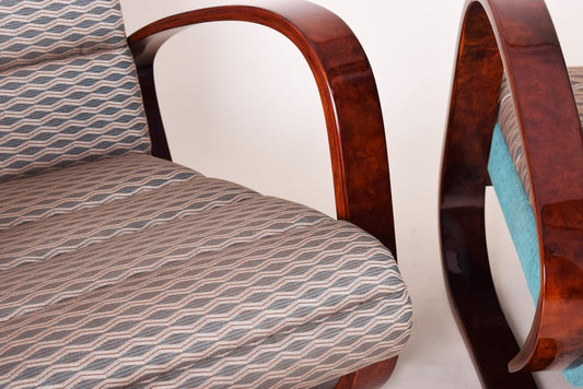 Czech Art Deco Walnut Armchairs attributed to Miroslav Navratil, 1950s, Set of 2