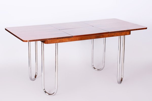 Czech Bauhaus Art Deco Folding Dining Table in Walnut attributed to J. Halabala for UP Závody, 1930s-WHY-1806828