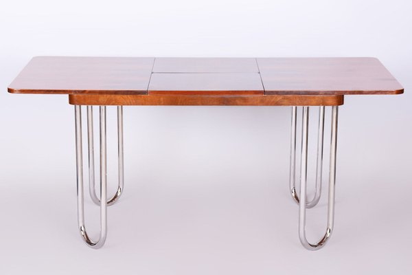 Czech Bauhaus Art Deco Folding Dining Table in Walnut attributed to J. Halabala for UP Závody, 1930s-WHY-1806828