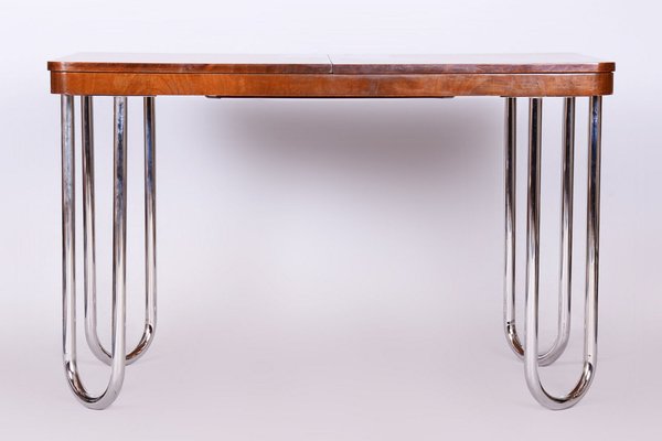 Czech Bauhaus Art Deco Folding Dining Table in Walnut attributed to J. Halabala for UP Závody, 1930s-WHY-1806828