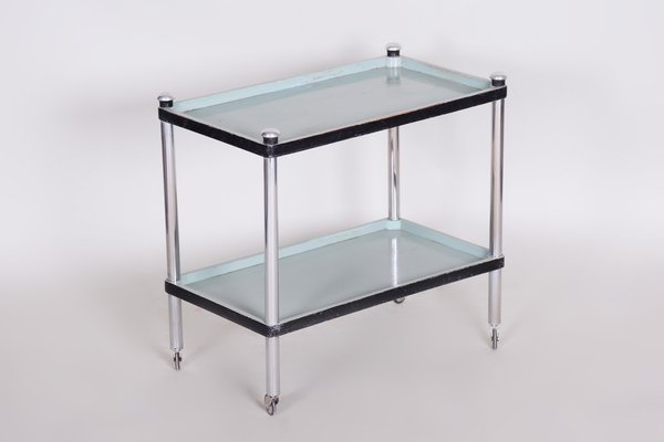 Czech Bauhaus Beech & Chrome-Plated Steel Trolley attributed to Vichr a Spol, Czech, 1930s-WHY-1768389