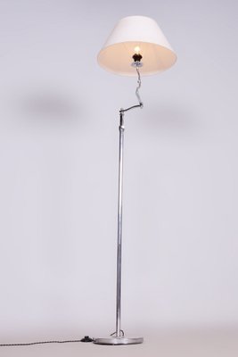 Czech Bauhaus Floor Lamp in Chrom-Plated Steel with Textile Lamp Shade, 1920s-WHY-1722682