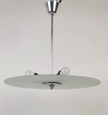 Czech Bauhaus Glass Plate Pendant Lamp, 1930s-BAF-763411