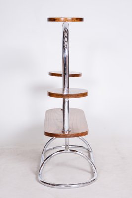 Czech Bauhaus Lacquered Oak & Chrome Flower Stand, 1930s-WHY-992428