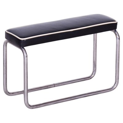 Czech Bauhaus Stool in Italian Leather & Chrome, 1930s-WHY-1734487