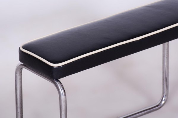 Czech Bauhaus Stool in Italian Leather & Chrome, 1930s-WHY-1734487