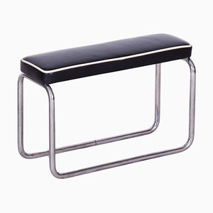 Czech Bauhaus Stool in Italian Leather & Chrome, 1930s-WHY-1734487