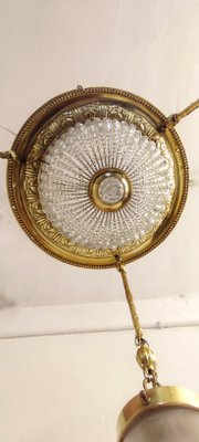 Czech Brass and Crystals Ceiling Lamp, 1900s-RGF-1215578