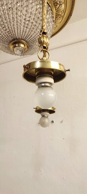 Czech Brass and Crystals Ceiling Lamp, 1900s-RGF-1215578