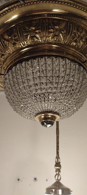 Czech Brass and Crystals Ceiling Lamp, 1900s-RGF-1215578