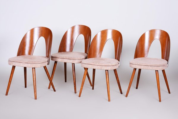 Czech Brown and Beige Chairs by Antonín Šuman, 1950s, Set of 4-WHY-955553