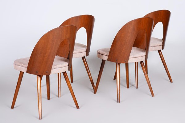 Czech Brown and Beige Chairs by Antonín Šuman, 1950s, Set of 4-WHY-955553