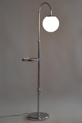 Czech Chrome Floor Lamp in Steel & Milk Glass, 1930s-WHY-1734483