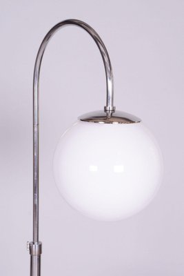 Czech Chrome Floor Lamp in Steel & Milk Glass, 1930s-WHY-1734483