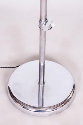 Czech Chrome Floor Lamp in Steel & Milk Glass, 1930s-WHY-1734483