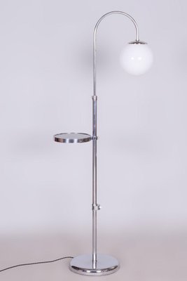 Czech Chrome Floor Lamp in Steel & Milk Glass, 1930s-WHY-1734483