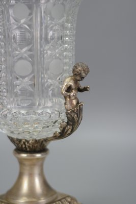 Czech Crystal Glass and Brass Vase with Cherubs, 1970s-KEG-1749323