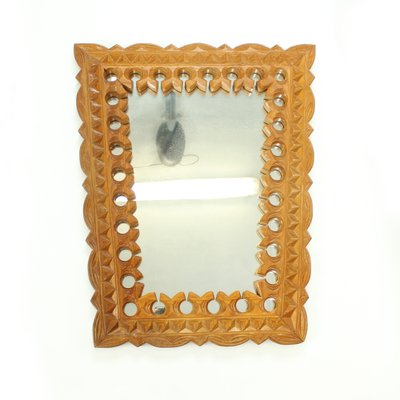 Czech Hand-Carved Wooden Mirror, 1950s-UL-586444