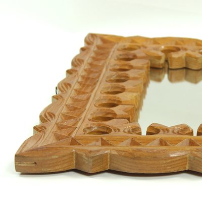 Czech Hand-Carved Wooden Mirror, 1950s-UL-586444