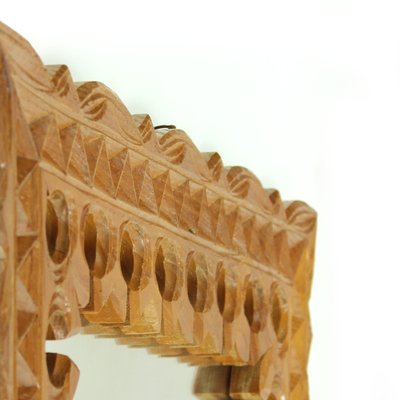 Czech Hand-Carved Wooden Mirror, 1950s-UL-586444