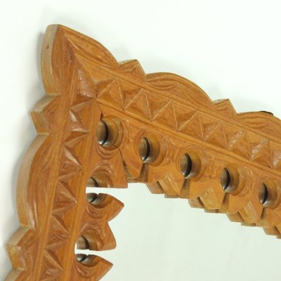 Czech Hand-Carved Wooden Mirror, 1950s-UL-586444