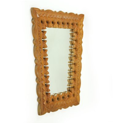 Czech Hand-Carved Wooden Mirror, 1950s-UL-586444