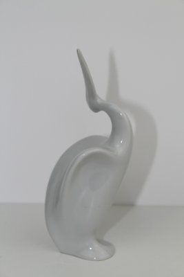 Czech Porcelain Heron from Royal Dux, 1960s-ZWH-796630