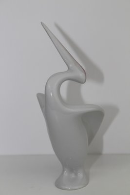 Czech Porcelain Heron from Royal Dux, 1960s-ZWH-796630