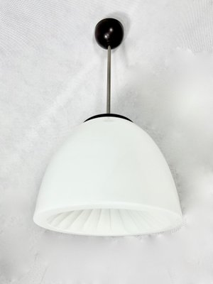 Czech Sunburst White Milk Glass and Bakelite Pendant Lamp from Napako, 1930s-ZCY-1375893