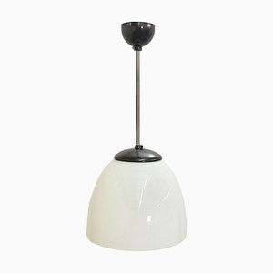 Czech Sunburst White Milk Glass and Bakelite Pendant Lamp from Napako, 1930s-ZCY-1375893