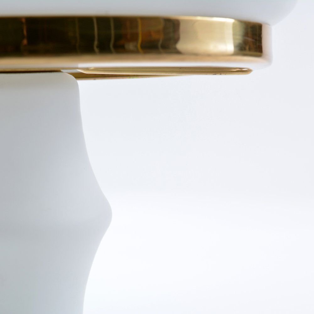 Czech White Glass And Brass Table Lamp from Osvetlovaci Sklo, 1970s