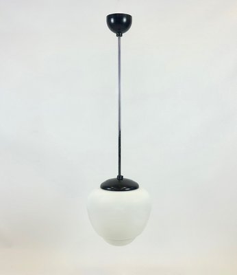 Czech White Milk Glass and Bakelite Pendant Lamp from Napako, 1940s-ZCY-2035680