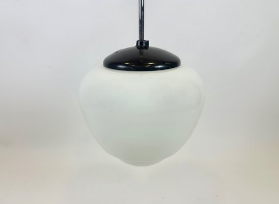 Czech White Milk Glass and Bakelite Pendant Lamp from Napako, 1940s-ZCY-2035680