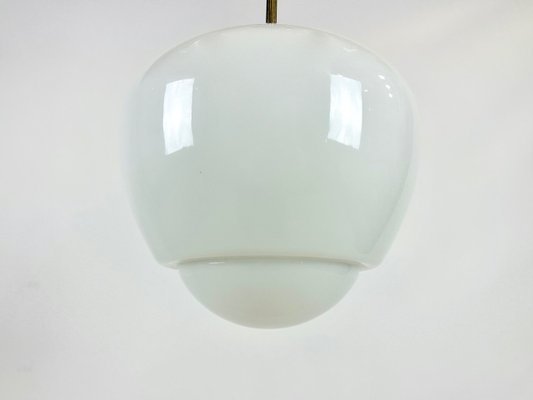 Czech White Milk Glass and Bakelite Pendant Lamp from Napako, 1940s-ZCY-2035679