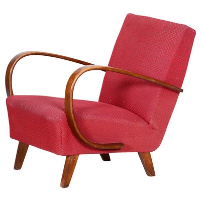 Czechia Red Lounge Chair in Art Deco Style, 1930s-WHY-1281308