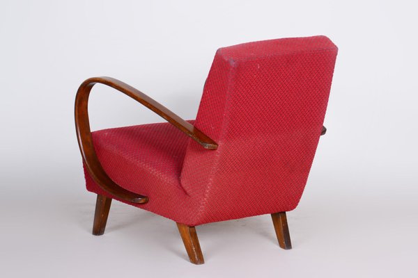 Czechia Red Lounge Chair in Art Deco Style, 1930s-WHY-1281308