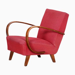 Czechia Red Lounge Chair in Art Deco Style, 1930s-WHY-1281308