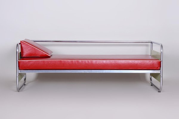 Czechian Bauhaus Sofa in Leather and Chrome from Vichr & Spol, 1930s-WHY-1231880